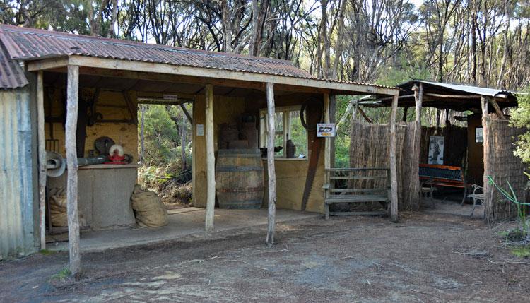 Huts where you can play the audio-visual on the history of the kauri gum industry