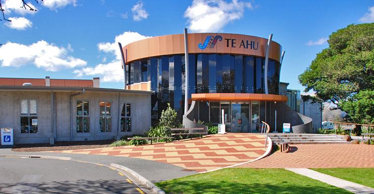The main entrance to the Te Ahu Community Centre