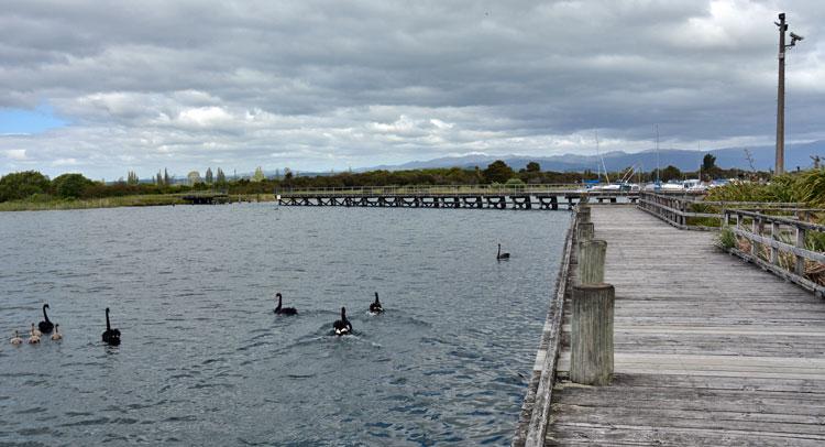 Lake Taupo and the Tokaanu Marina Jetty