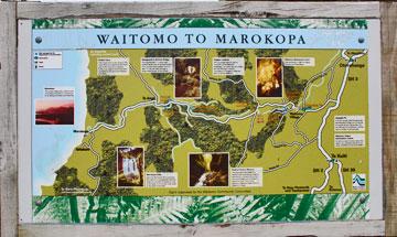 Locations along the road from Waitomo to Marokopa
