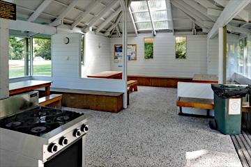 Inside the kitchen building
