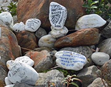 Closeup of some message stones