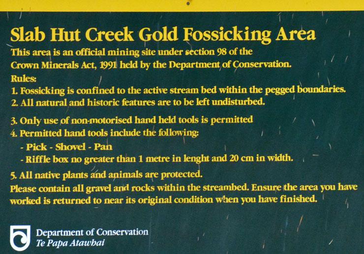 Gold Fossicking Sign