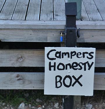 Honesty box for paying you camping fees