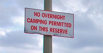 No Overnight Camping sign