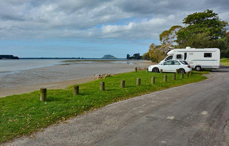 Beachfront parking at Waitui Reserve