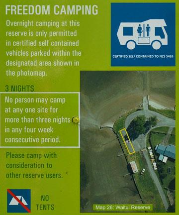 Freedom camping sign
