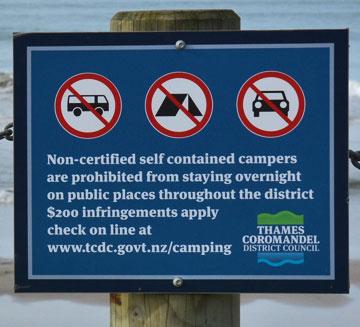 Council Freedom Camping sign