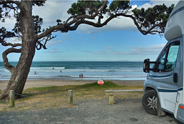 Beachfront parking on the sealed carpark