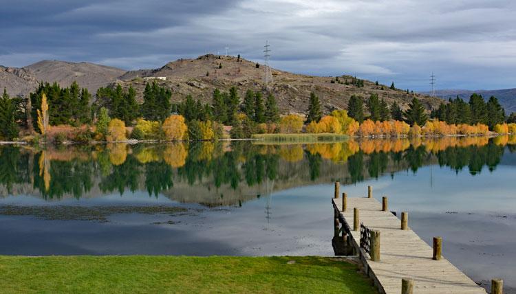 Lake Dunstan in Autumn as seen from Cromwell Old Town
