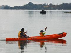 Father and son in a kayak