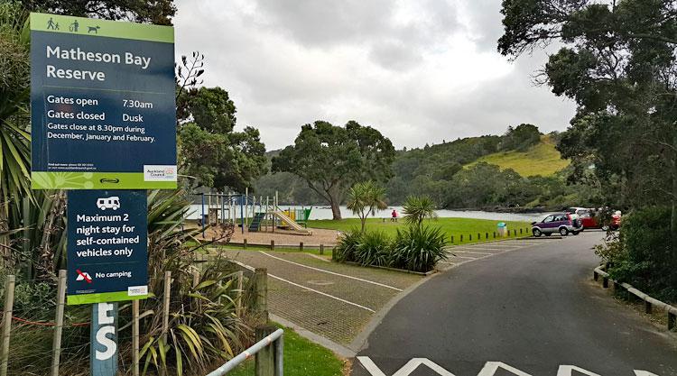 Entrance to Matheson Bay Reserve