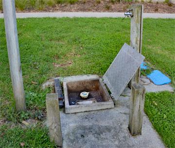 The dump station with the lid open