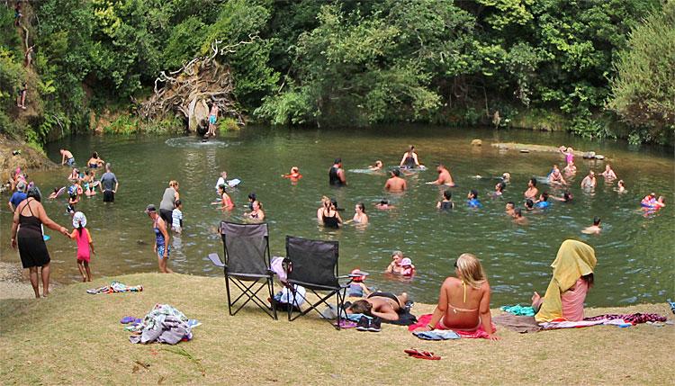 School group enjoying the river