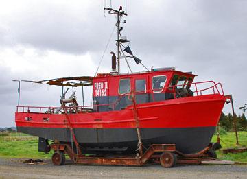 Fishing boat on the dock for maintenance