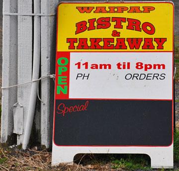 Road sign outside the pub