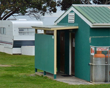 Toilet and shower block