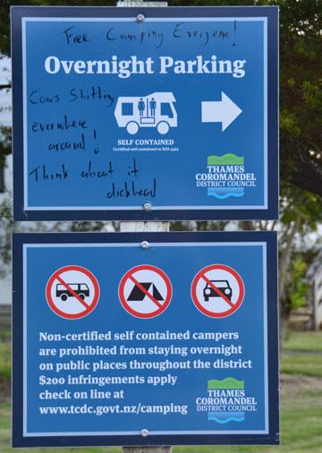Overnight Parking sign