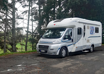 Motorhome parking in the rest area