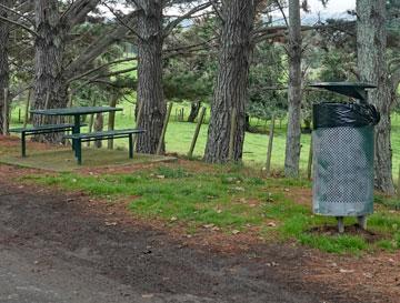 Picnic table and rubbish bins available