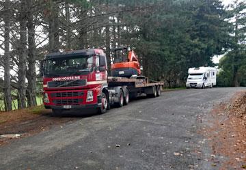 Trucks stopping for a rest break