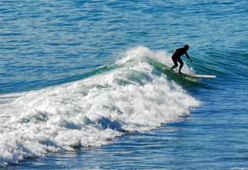 Surfer riding a wave