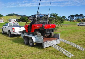 Dune buggy loaded up on its trailer after an afternoon's fishing