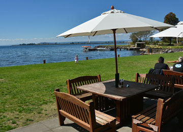 Dining with a view over Lake Taupo