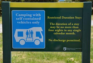 DOC Freedom Camping sign