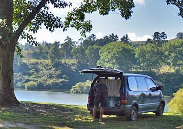 Parking overlooking the river