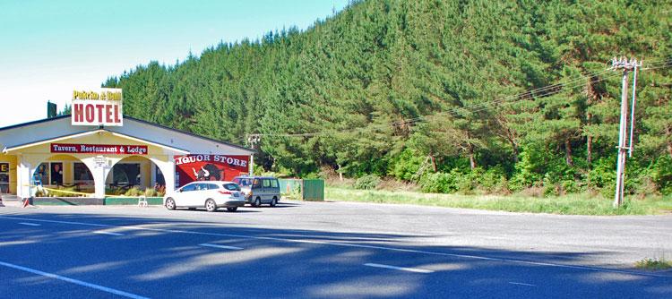 Hotel parking along the main road