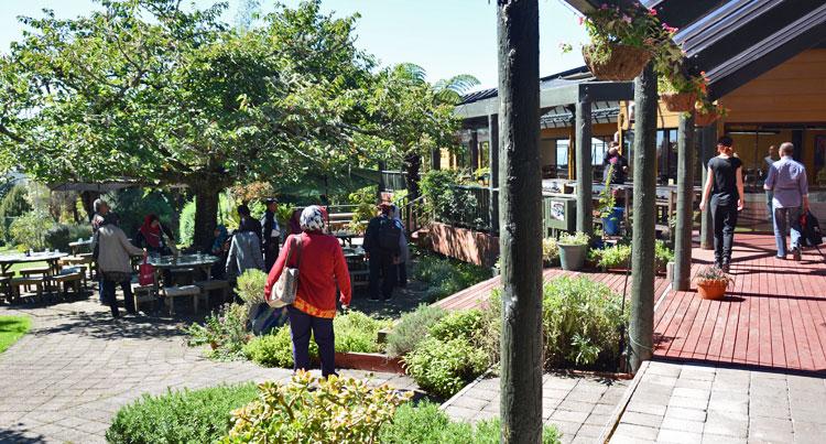 Outside dining on a sunny autumn morning