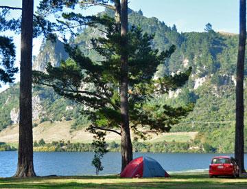 Lakefront camping
