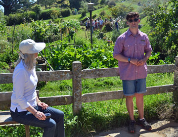 Starting the guided tour in front of the vege garden