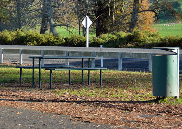 Picnic table with rubbish bin