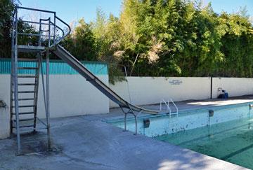 Water slide into the main pool