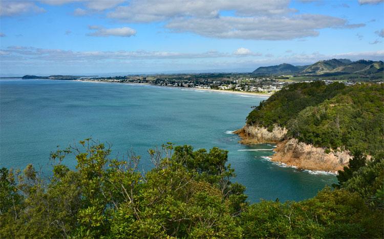 View of the Waihi Beach coast from the top of the Orokawa Bay track