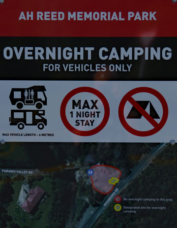 Overnight Camping sign