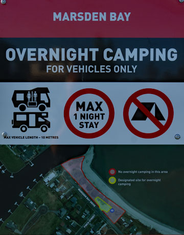 Overnight camping sign