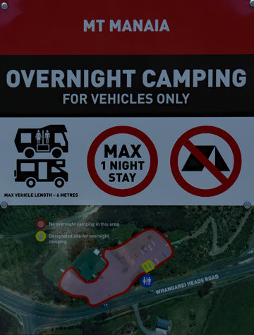 Overnight Camping sign