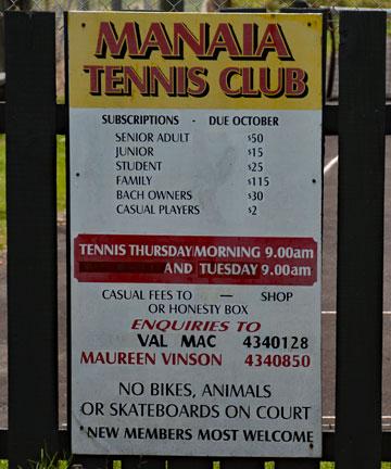 Tennis Club sign