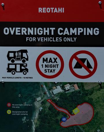 Overnight Camping sign