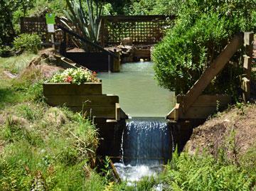 Natural thermal stream flowing through a hot pool