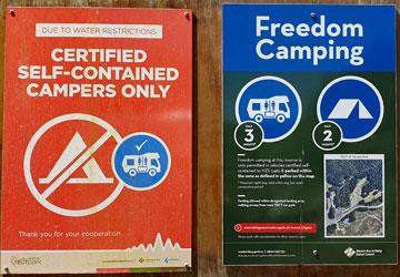 Freedom camping sign