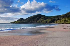 The pink sand at Spirits Bay