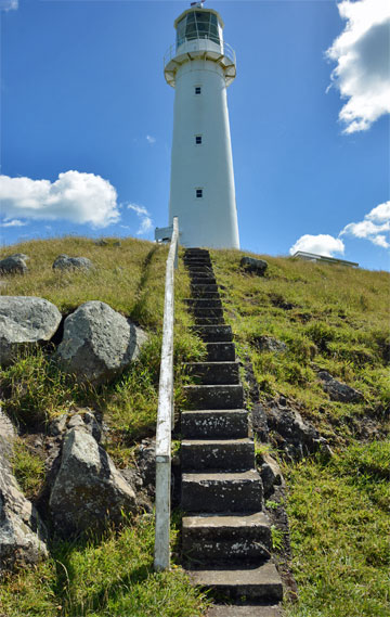 Stairs up to the base of the lighthouse