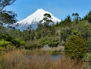 Mount Taranaki viewed over the lake