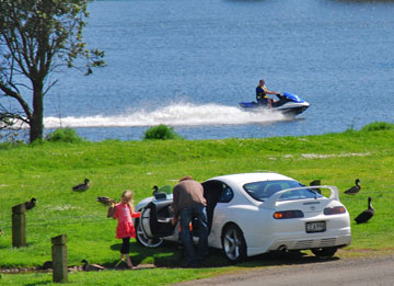 Jet skiing on the lake