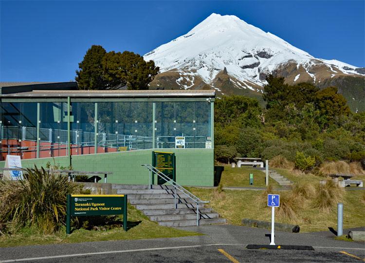 The Visitor Centre with Mt Taranaki in the background