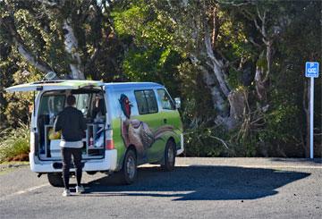 Freedom Campers in the designated parking area